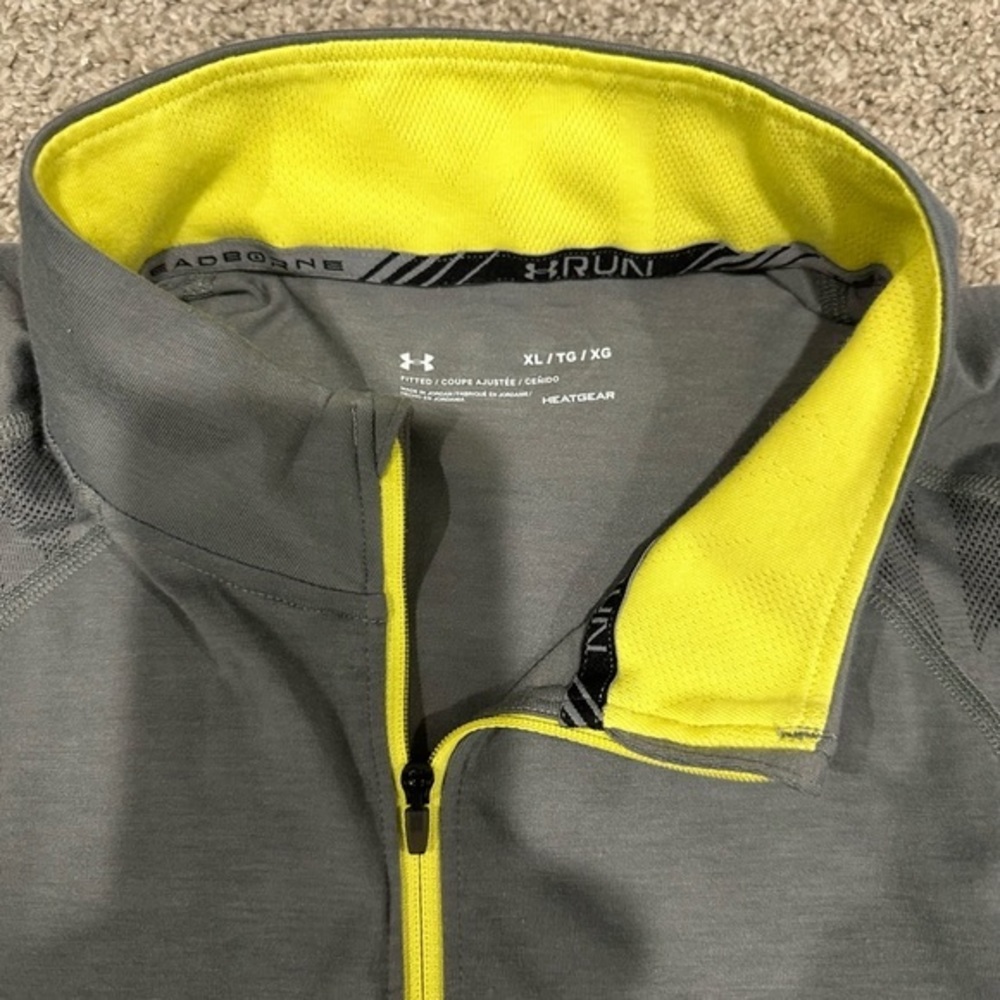 Under Armour Threadborne Run 1/4 Zip Shirt Men’s XL Fitted Long Sleeve Gray‎ - Picture 2 of 4